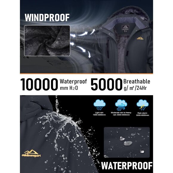 Women's Carbongrey Winter Coats Waterproof Snow Ski Jacket Warm Mountain - Picture 3 of 6